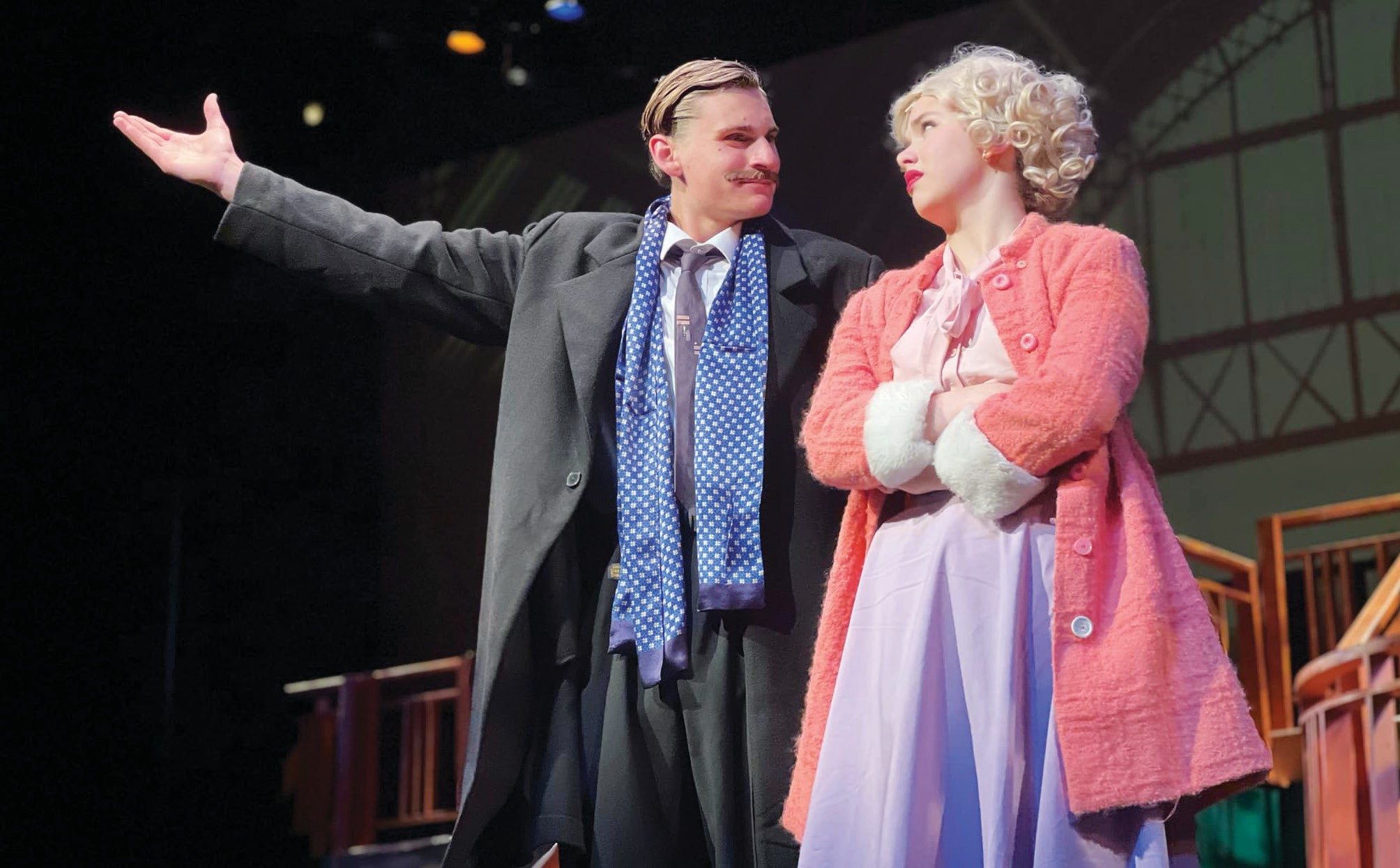 Jakob Eisenman as Julian Marsh and Lola Cooley as tap sensation Peggy Sawyer. Courtesy Darrin Ingram- The Acorn